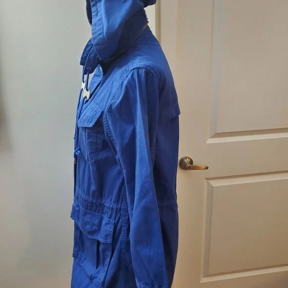 J.Crew Fatigue Hooded Jacket Cobalt blue Sz XS - Picture 2 of 9